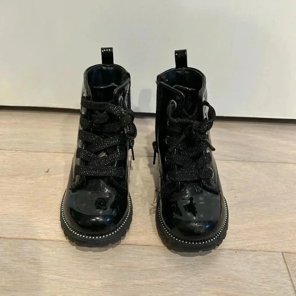 Maggie & Zoe black combat boots with glitter laces